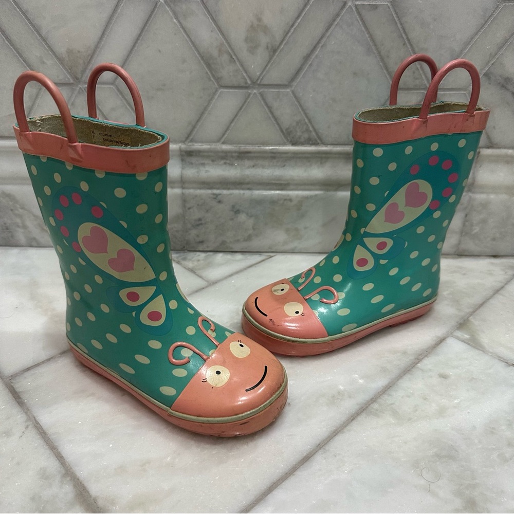 Size 9 / 10 Toddler Girls Butterfly Rain Boots